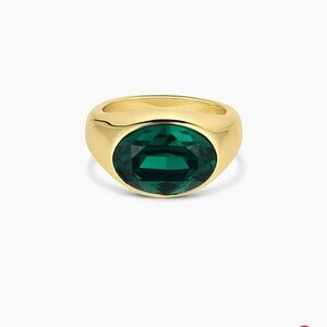 NWT Gorjana Nova Cocktail Emerald Ring in Gold and Green, Size 8